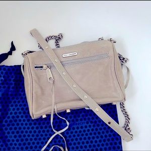 👛 EEUC REBECCA MINKOFF 5 ZIP STUD CROSSBODY BAG GREY / SILVER CHAIN
